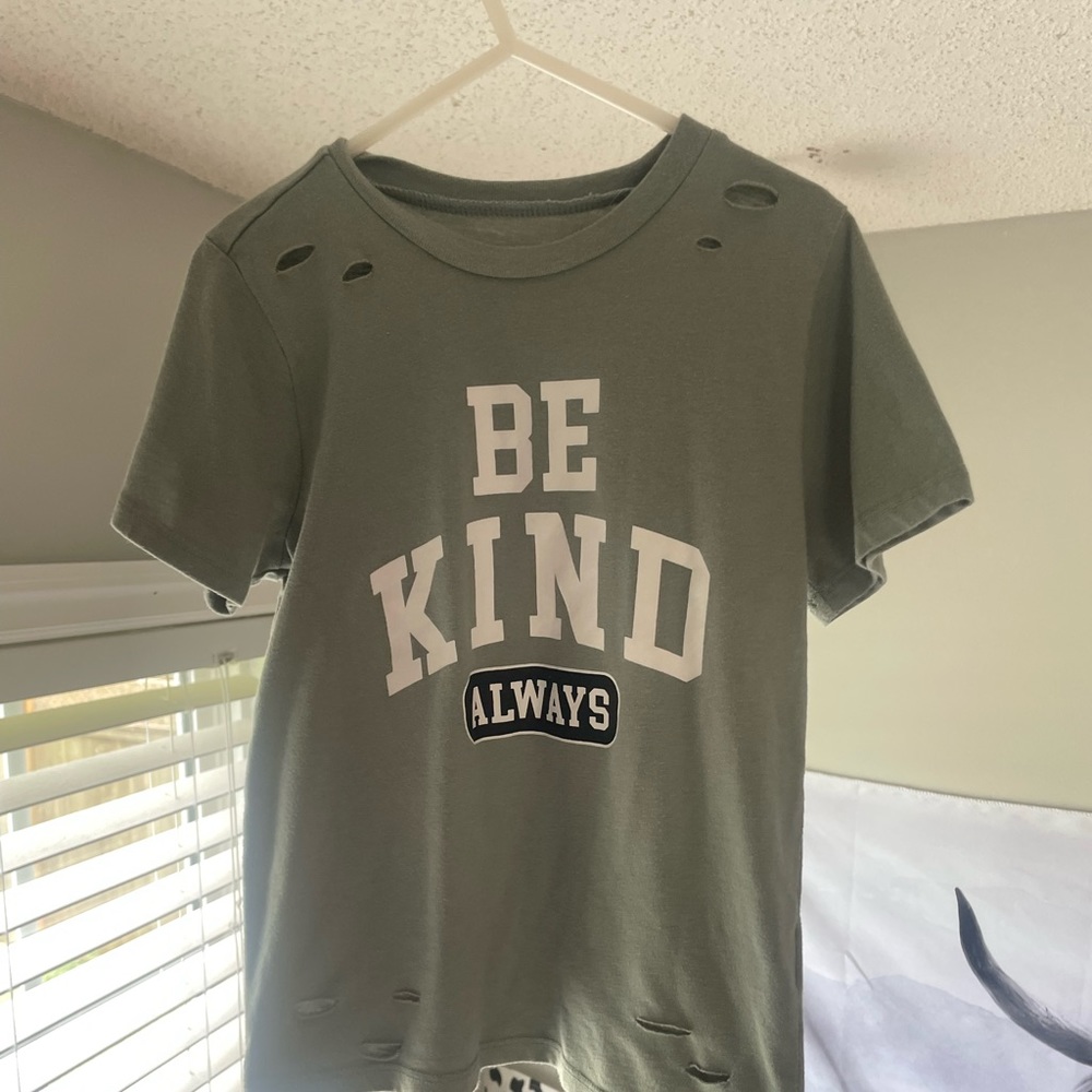 Kid be kind always shirt with ripped holes